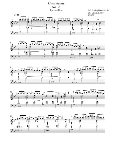 Gnossienne No. 2 (Bb) for Carillon - Erik Satie (arr. Lisa Lonie)