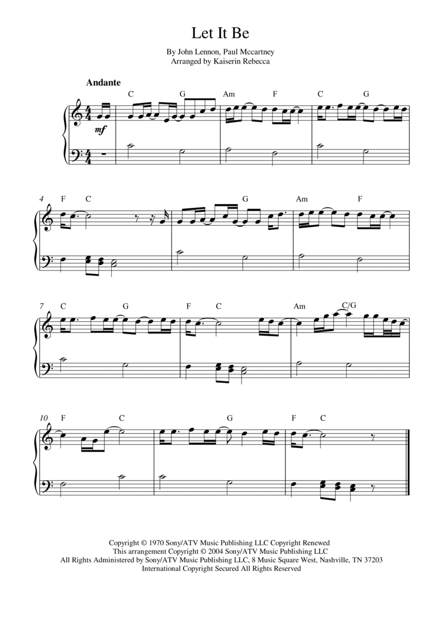 Let It Be (arr. Kaiserin Rebecca)