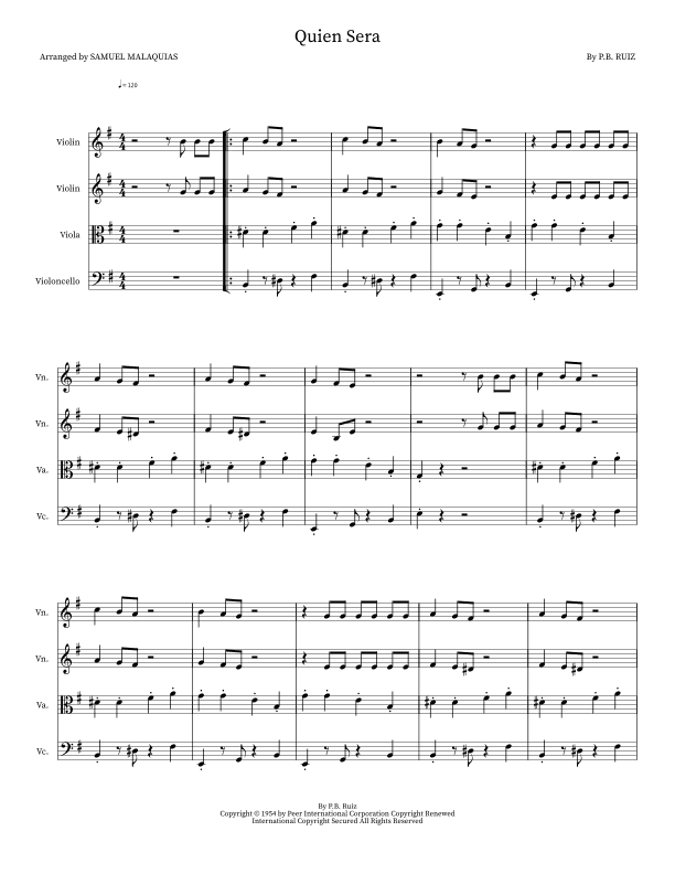 Quien Sera (arr. SAMUEL DE SOUZA MALAQUIAS)