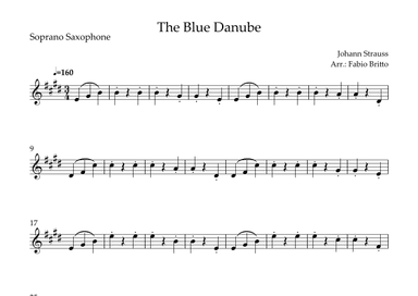 The Blue Danube (Waltz by Johann Strauss) for Soprano Saxophone Solo (arr. Fabio Britto)