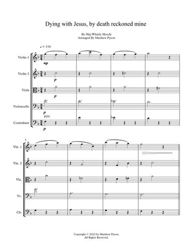 Dying with Jesus, by death reckoned mine (arr. Matthew pyeon)