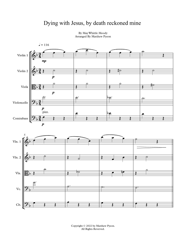 Dying with Jesus, by death reckoned mine (arr. Matthew pyeon)