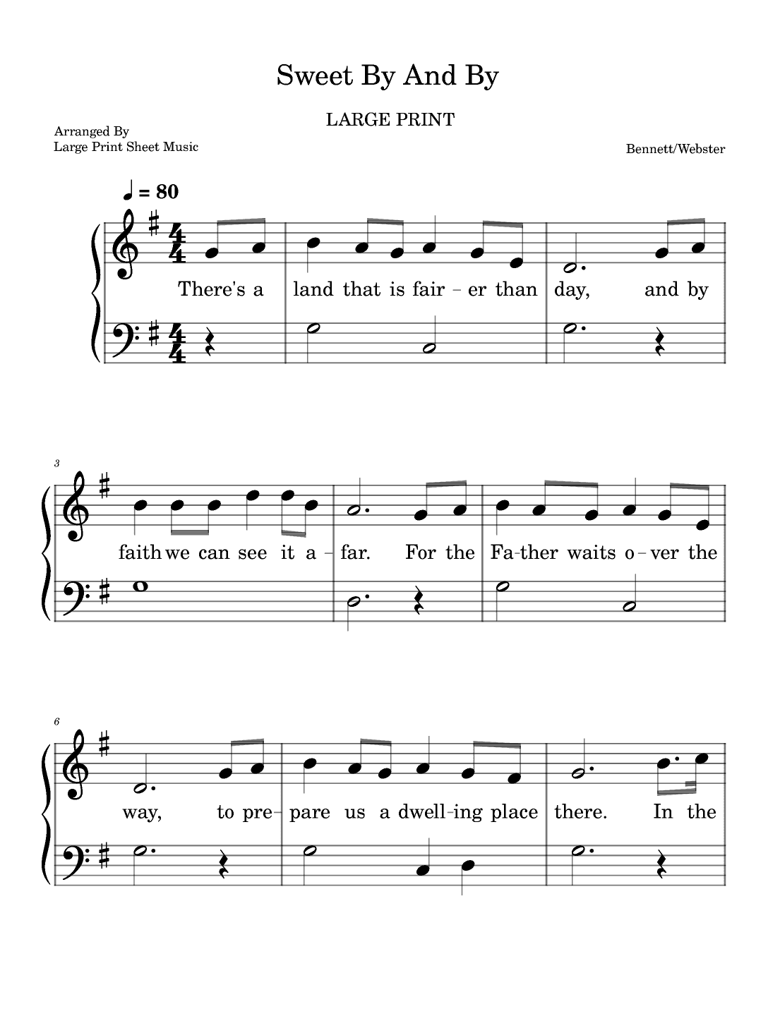 (In The) Sweet By And By (arr. Large Print Sheet Music)