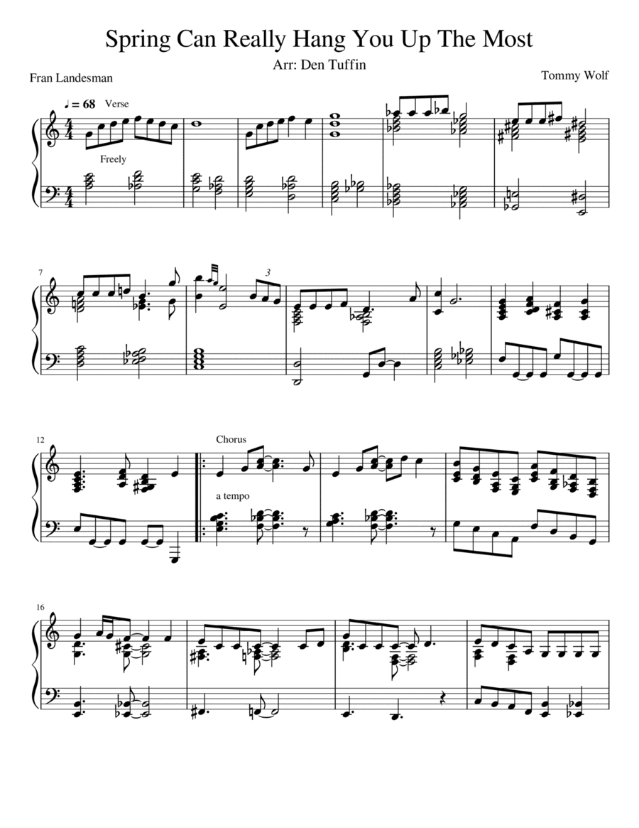 Spring Can Really Hang You Up The Most (arr. Den Tuffin)