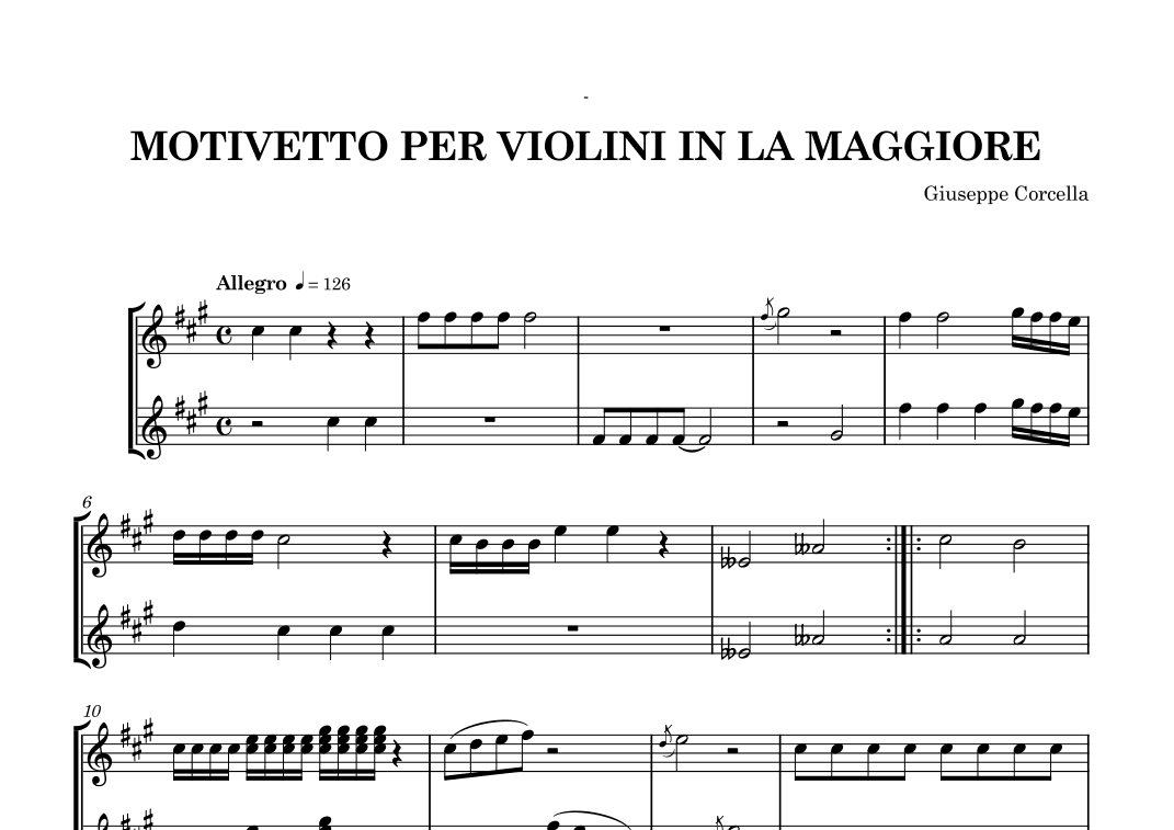 Motivetto per Violini in La Maggiore, Op. 21 No. 5