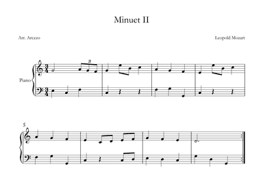 leopold mozart minuet II - notebook for wolfgang - piano tutorial (arr. Arezzo Music)