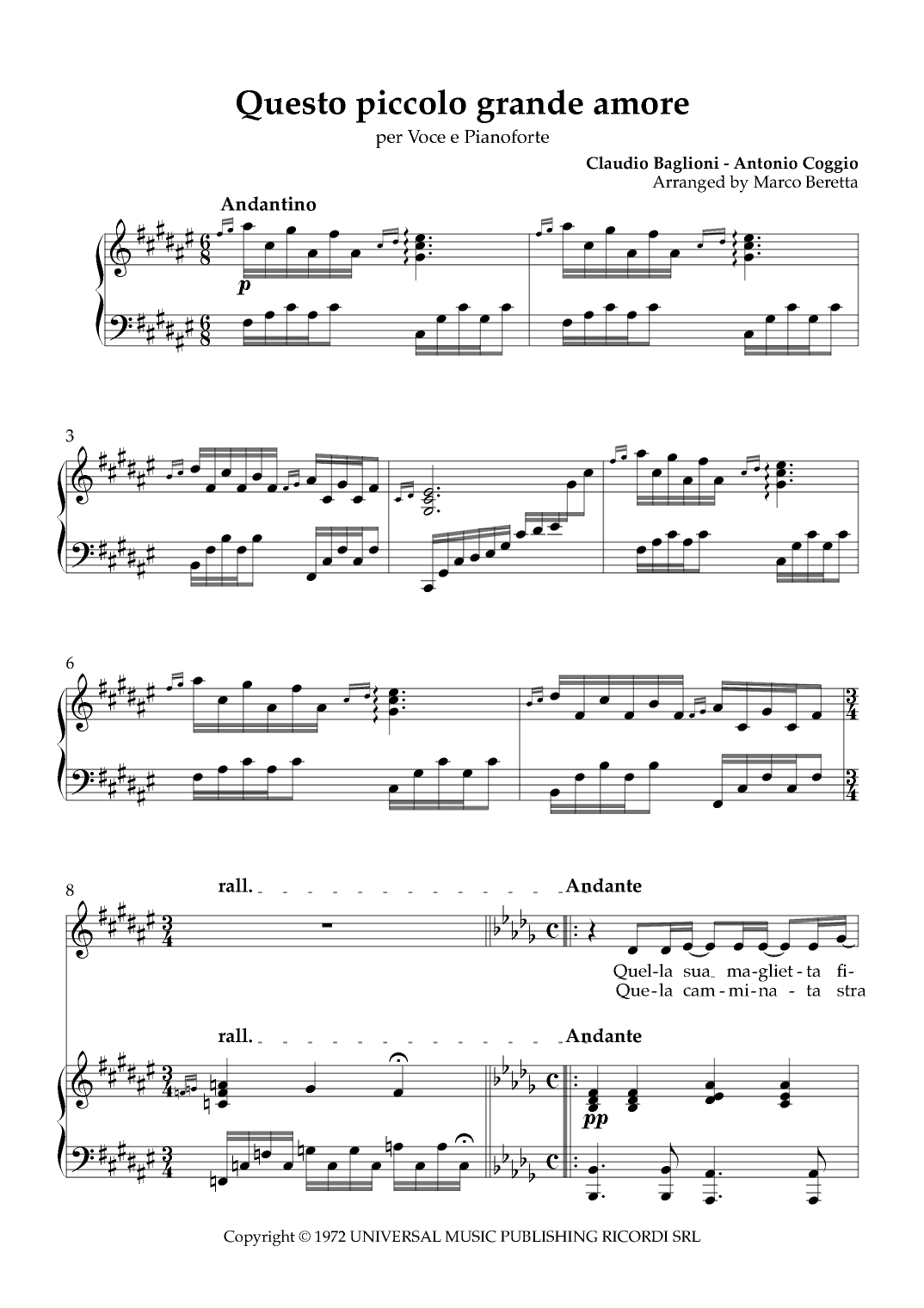 Questo Piccolo Grande Amore (arr. Marco Beretta)