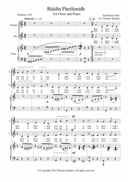 Báidín Fheilimidh (arr. Thomas Quigley)