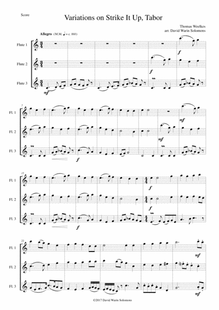 Variations on Strike it up Tabor for 3 flutes (arr. David Warin Solomons)