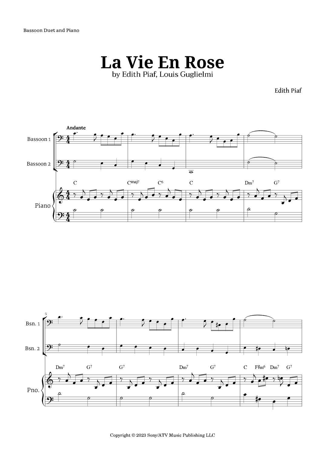 La Vie En Rose (arr. Langanho)