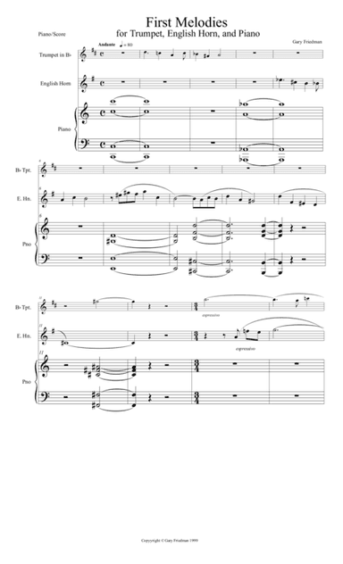First Melodies (for Trumpet, English Horn, and Piano)