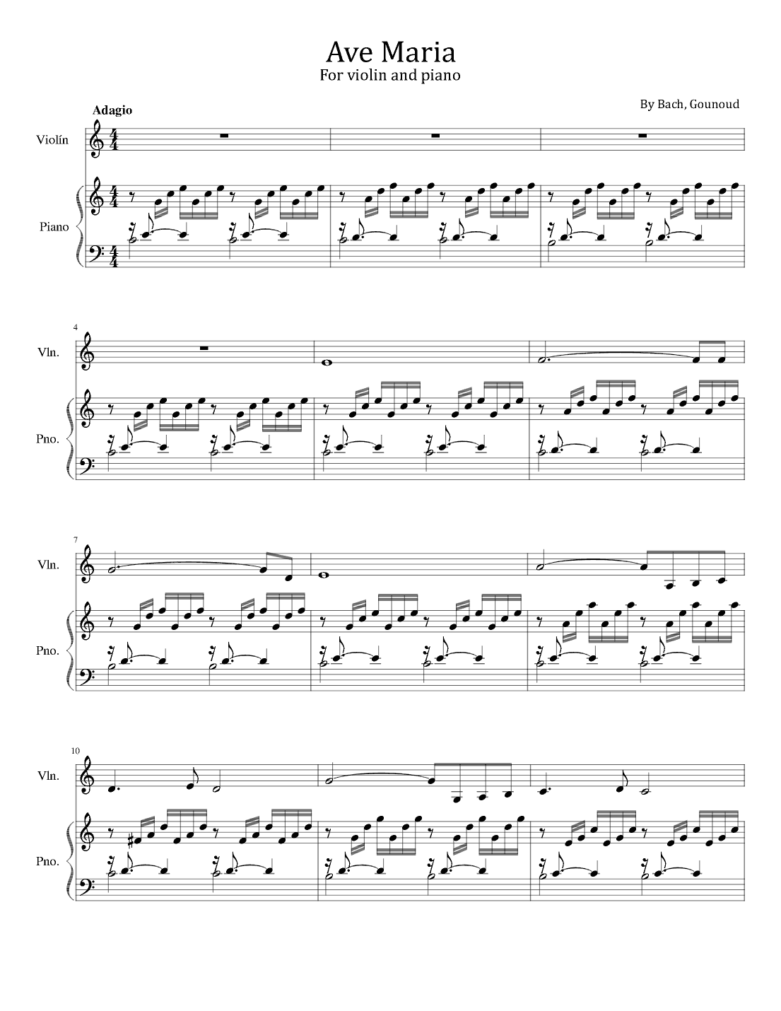 Ave Maria (Bach/Gounod) - For Violin & Piano (arr. poon)