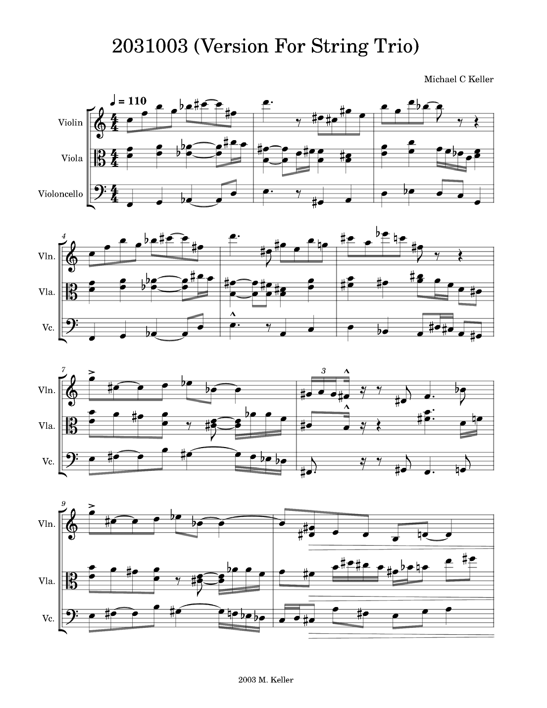 2031003 (Version For String Trio) - Score Only