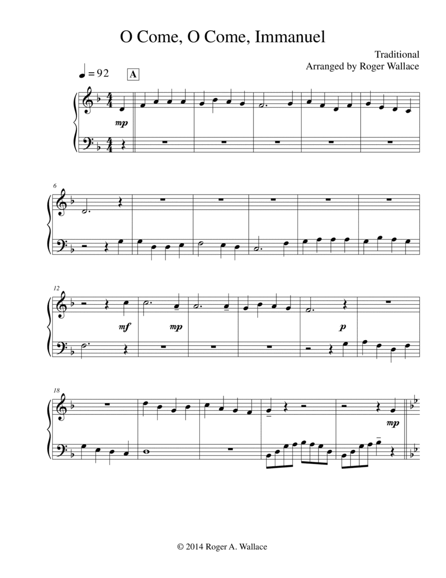 O Come, O Come, Immanuel (Emmanuel) (arr. Roger Wallace)