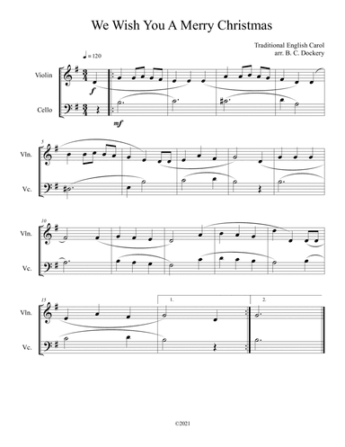 We Wish You A Merry Christmas (Violin and Cello Duet) (arr. B. C. Dockery)