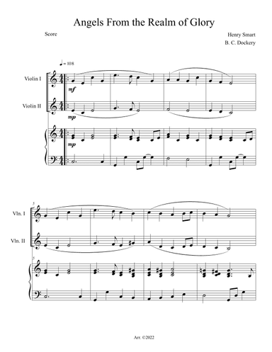 Angels From the Realm of Glory (Violin Duet with Piano) (arr. B. C. Dockery)