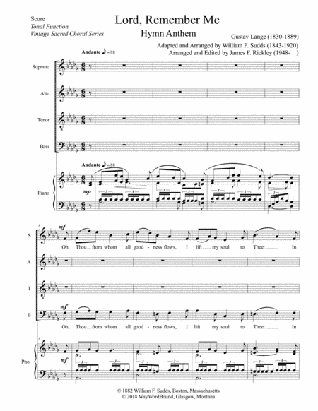 Lord, Remember Me (arr. William F. Sudds, James F. Rickley)