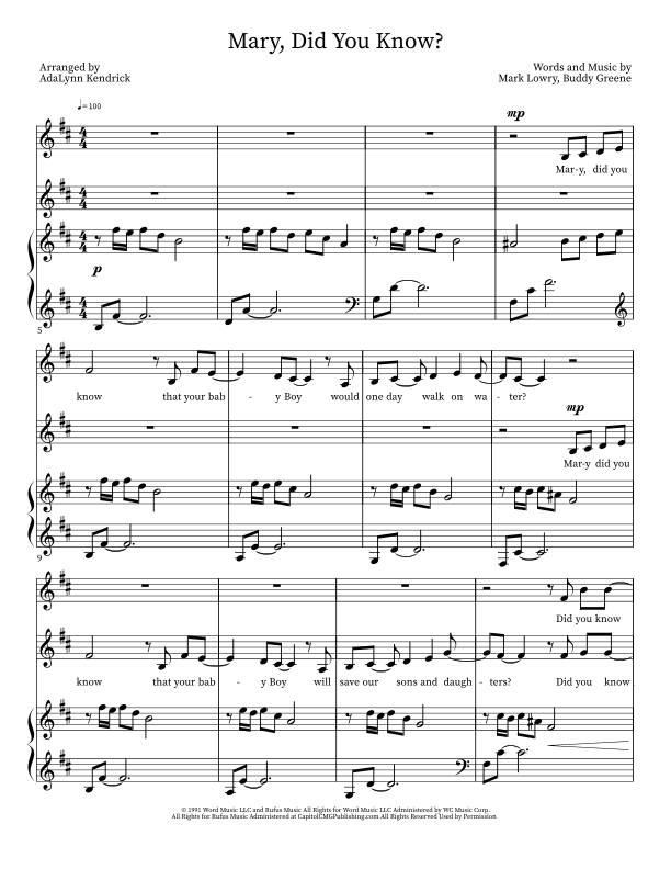 Mary, Did You Know? (arr. AdaLynn Kendrick)