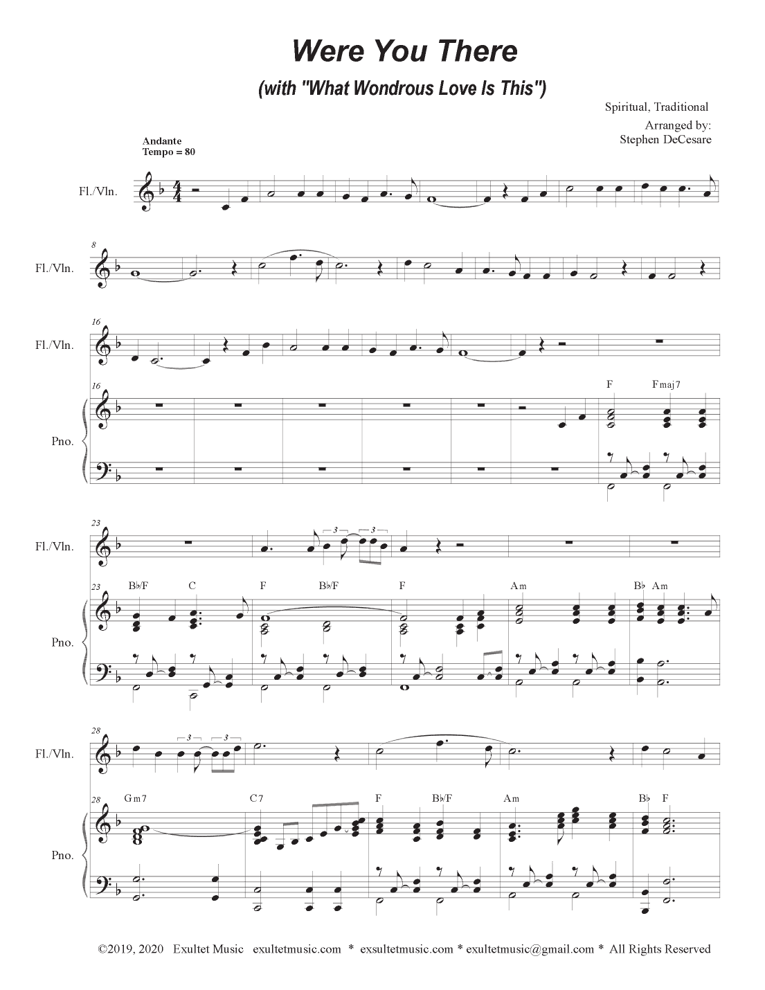 Were You There (with "What Wondrous Love Is This") (Flute or Violin solo and Piano) (arr. Stephen DeCesare)