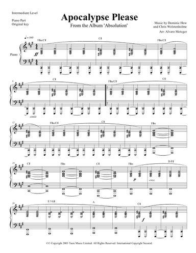 Apocalypse Please (arr. Alvaro Metzger)