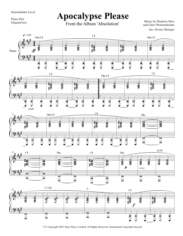 Apocalypse Please (arr. Alvaro Metzger)