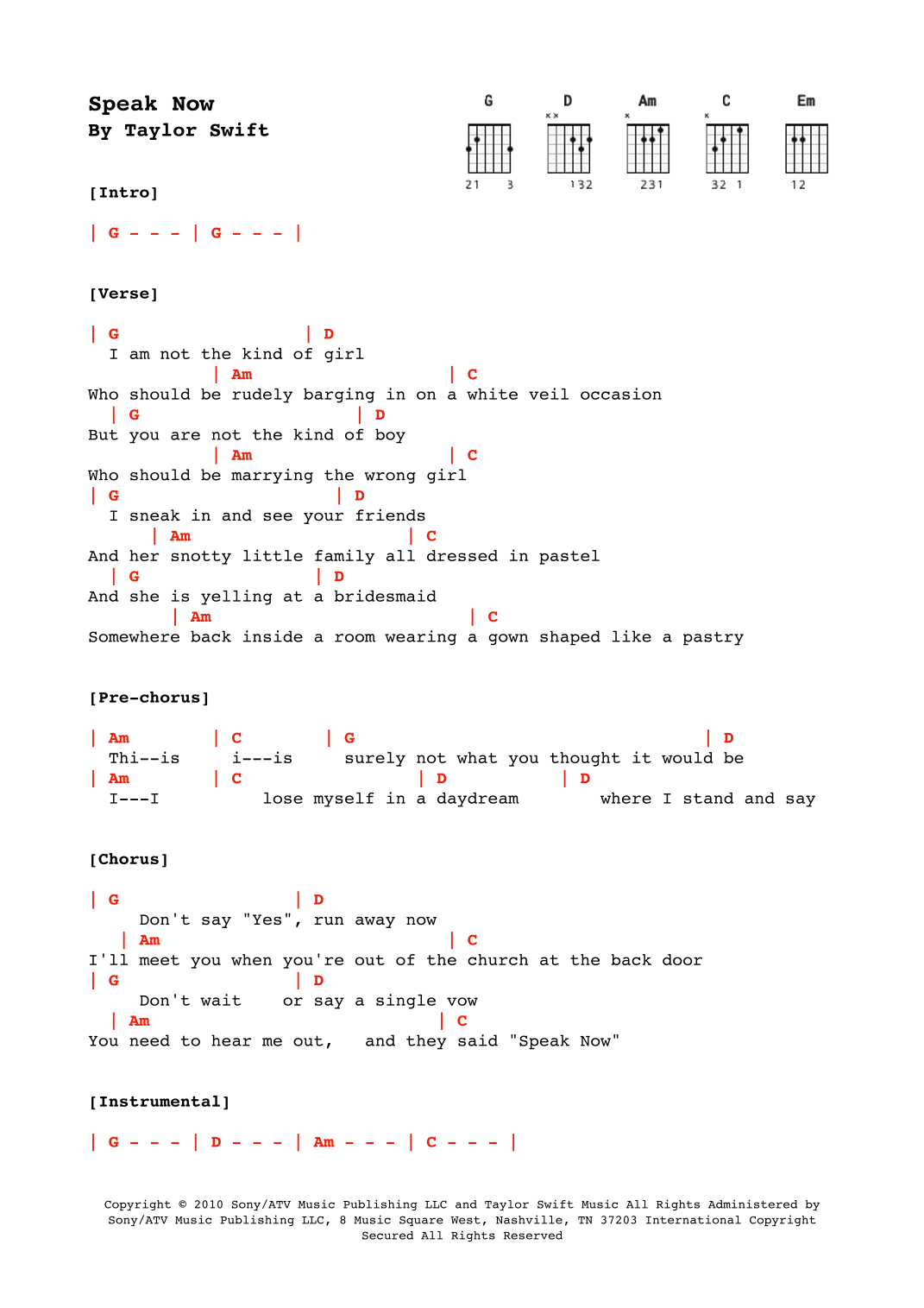 Speak Now (arr. Alex Davis)