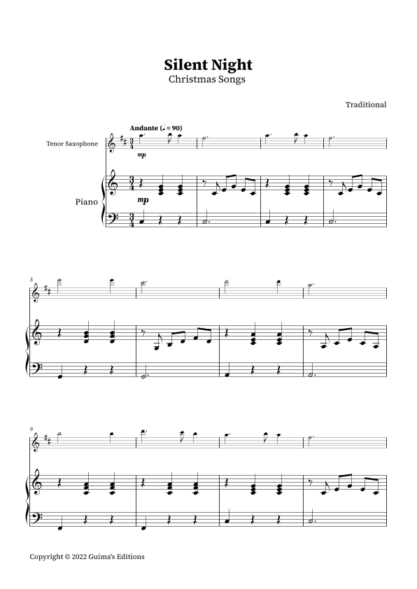 Silent Night (arr. Guima's Editions)