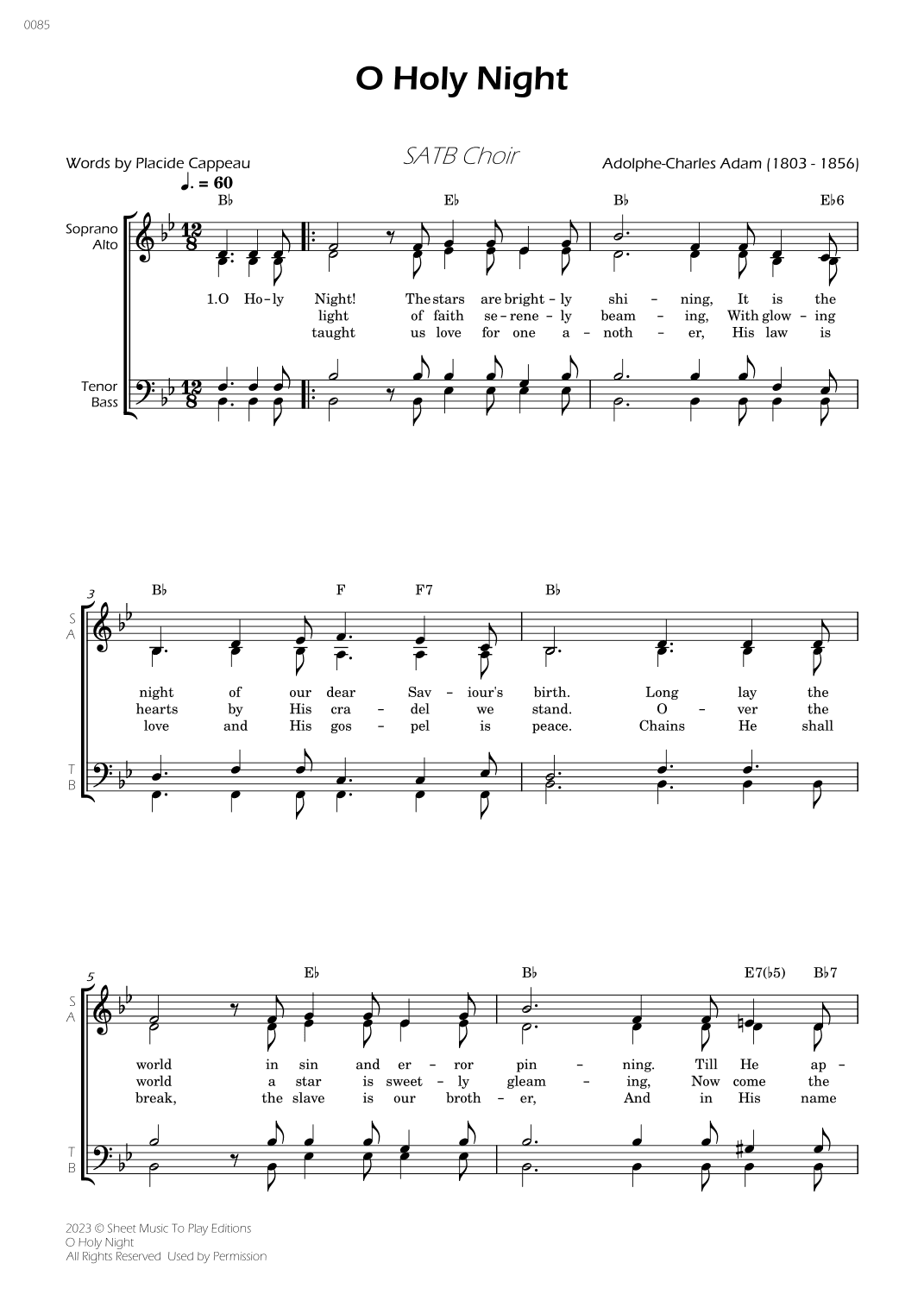 O Holy Night - SATB Choir - W/Chords (arr. César Madeira)