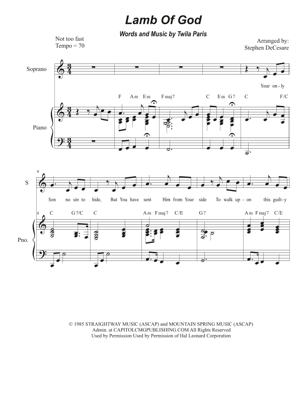 Lamb Of God (arr. Stephen DeCesare)