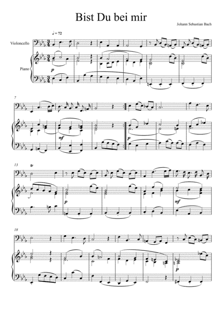 Johann Sebastian Bach - Bist du bei mir (Violoncello Solo) (arr. André Laitano)