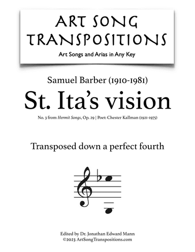 St. Ita's Vision, Op. 29, No. 3 (arr. ArtSongTranspositions.com)