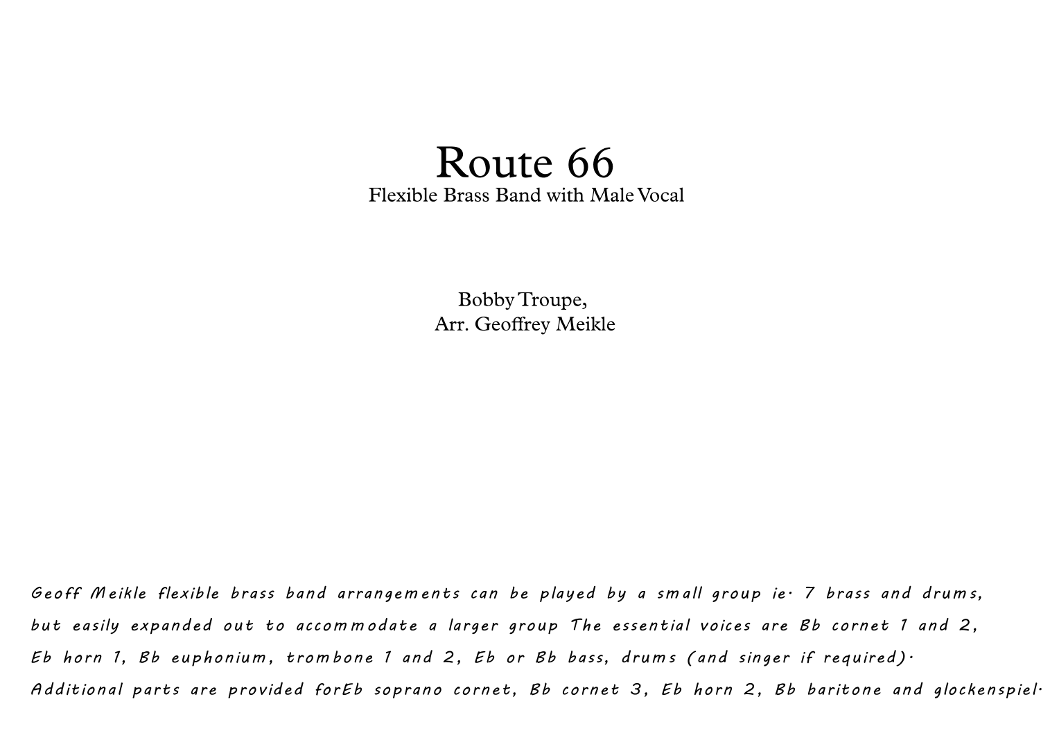 Route 66 (arr. Geoffrey Meikle)