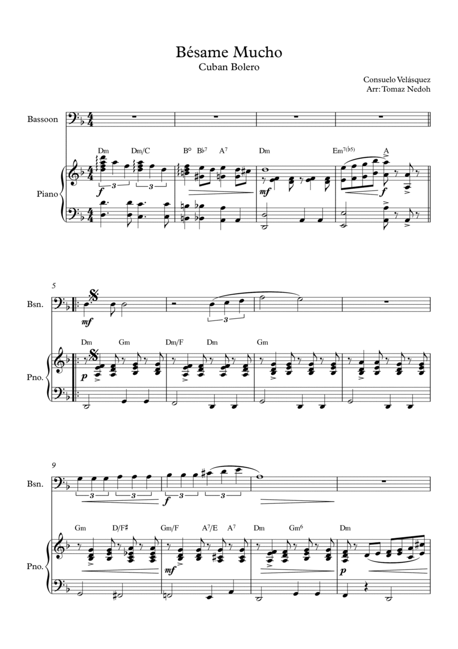 Bésame Mucho (arr. Tomaz Nedoh)