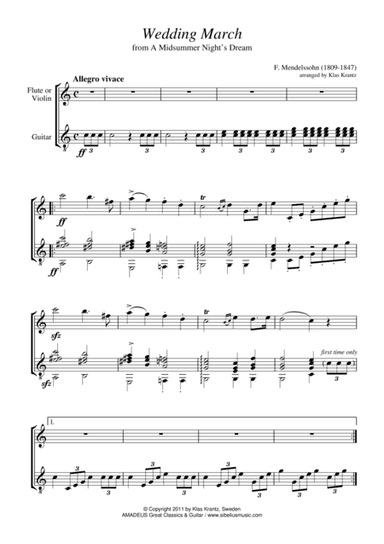 Wedding March for flute or violin and guitar (arr. K. Krantz)