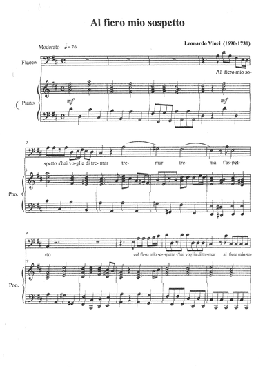 Leonardo Vinci   Al fiero mio sospetto (Bass Voice) transcribed by Helios D'Andrea (arr. Helios D'Andrea)