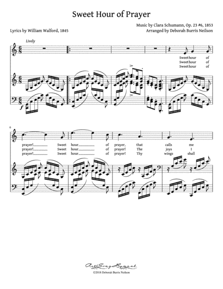 Sweet Hour of Prayer / Clara Schumann's "O Lust" (Low Voice) (arr. Deborah Burris Neilson)