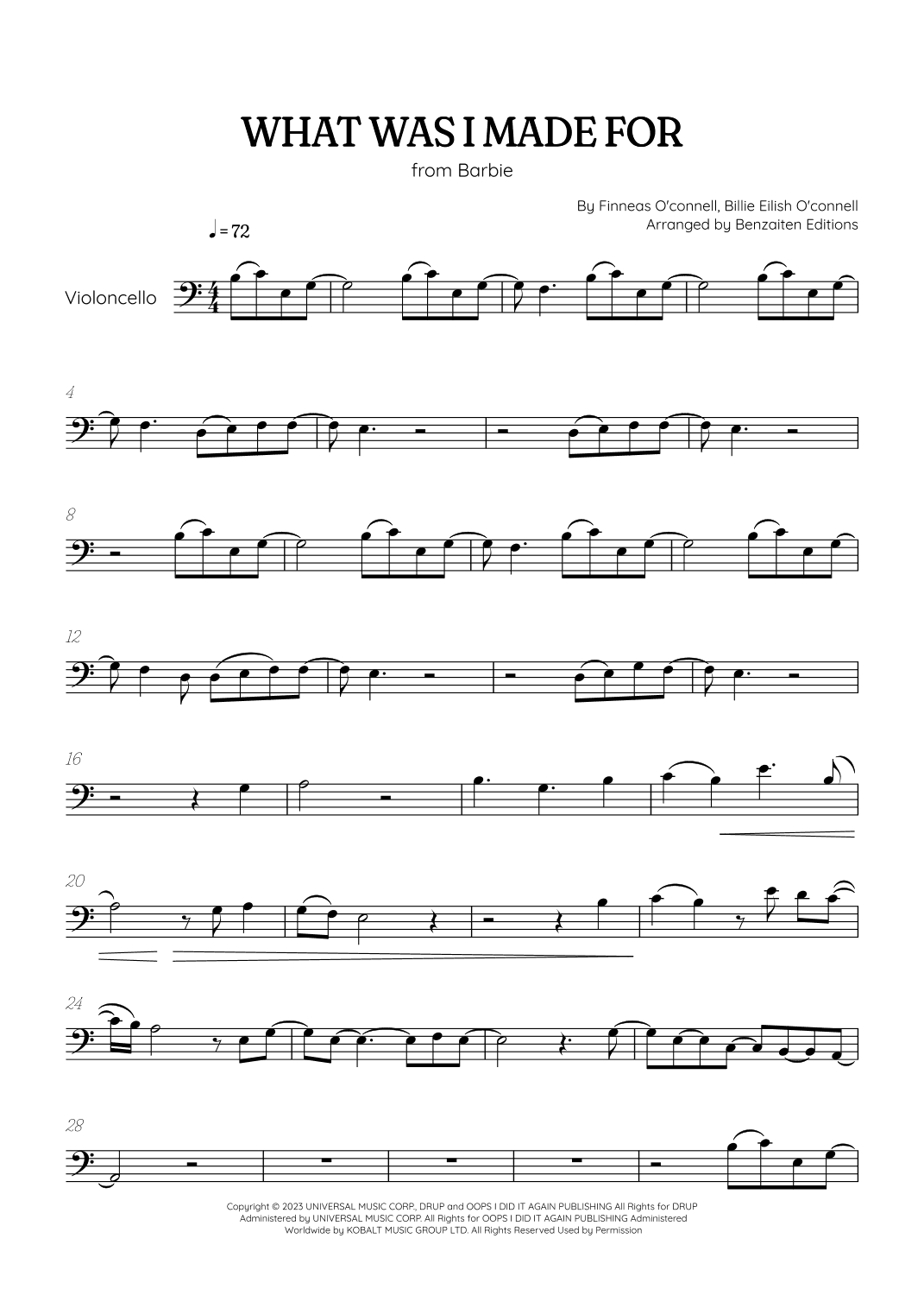 What Was I Made For? (arr. Benzaiten Editions)