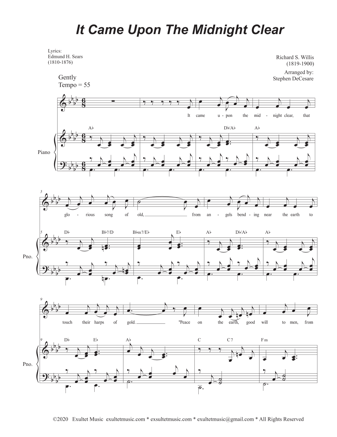 It Came Upon The Midnight Clear (Unison choir) (arr. Stephen DeCesare)