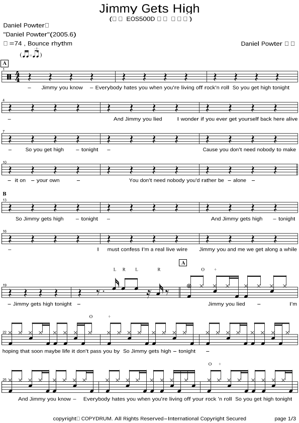 Jimmy Gets High (arr. COPYDRUM)