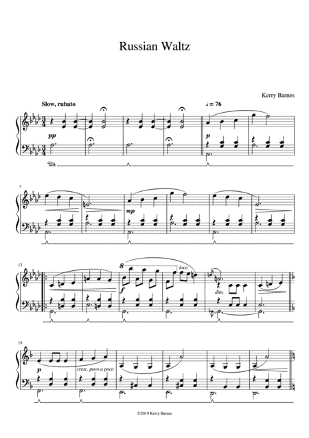 "Russian Waltz" A nicely unusual advanced intermediate piano solo waltz. Perfect for recital use!