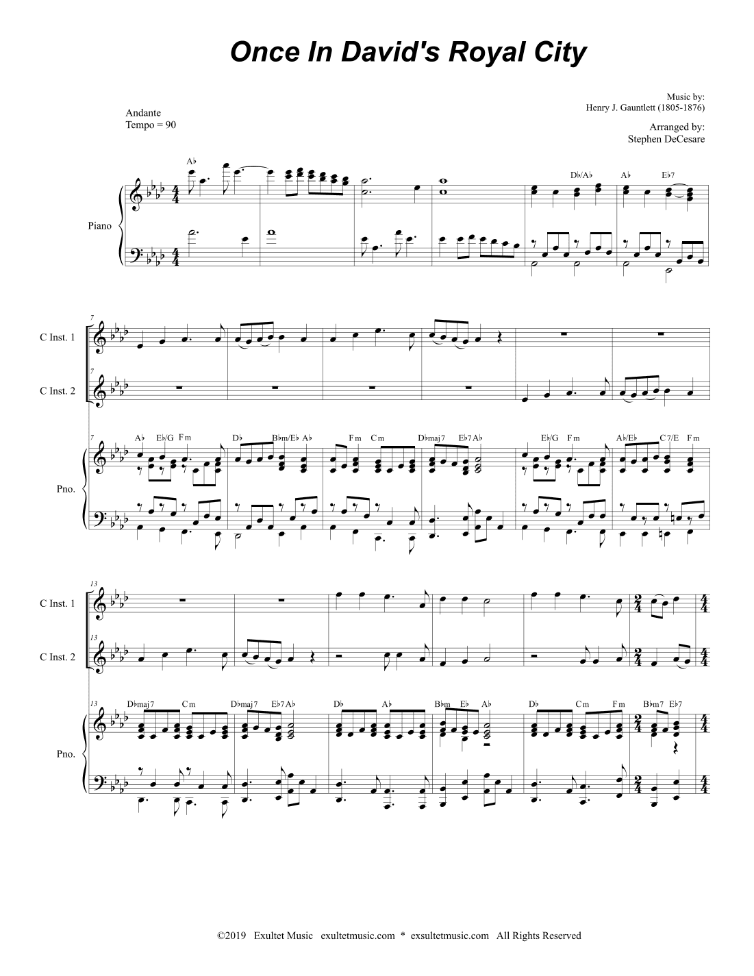 Once In Royal David's City (Duet for C-Instruments) (arr. Stephen DeCesare)