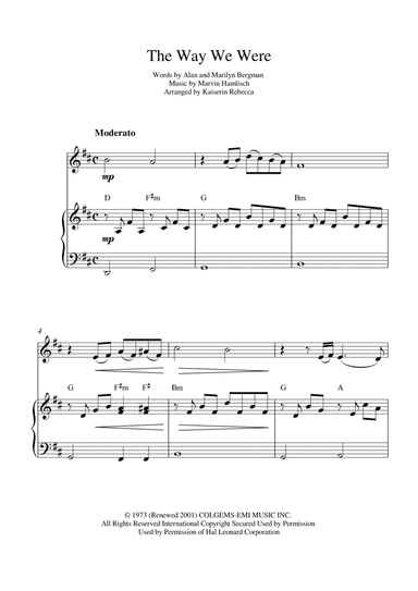 The Way We Were (arr. Kaiserin Rebecca)