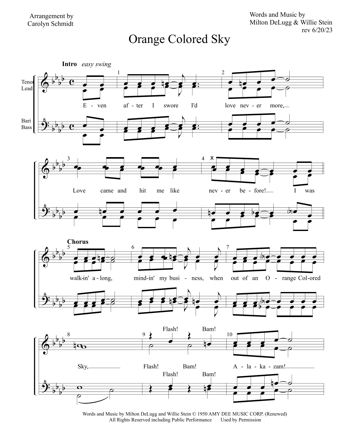 Orange Colored Sky (arr. Carolyn Schmidt)