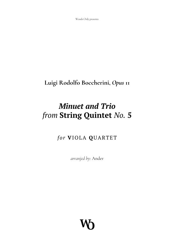 Minuet by Boccherini for Viola Quartet (arr. Ander)