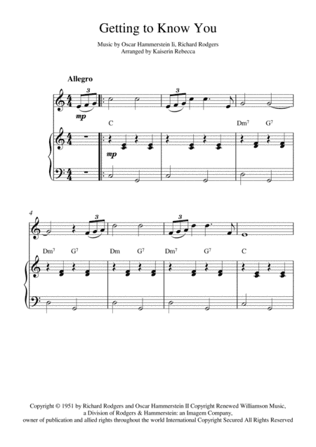 Getting To Know You (arr. Kaiserin Rebecca)