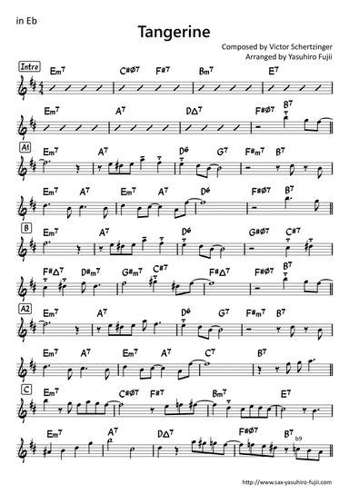 Tangerine - Easy Improvisation Example for Alto Sax (arr. Yasuhiro Fujii)