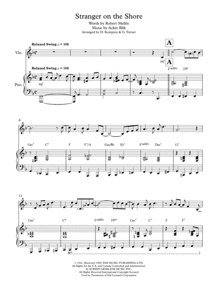 Stranger On The Shore (arr. Debra E. Stempien, Gregory H. Turner)