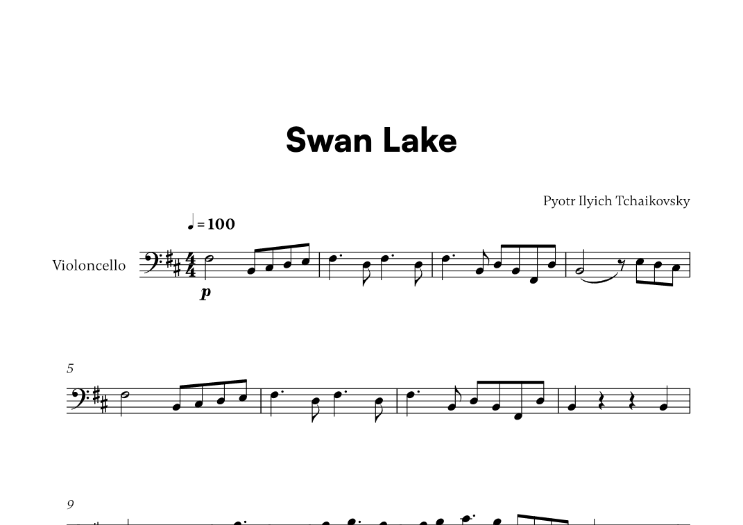 Tchaikovsky - Swan Lake Theme (for Cello Solo) (arr. Cadenza Editions)
