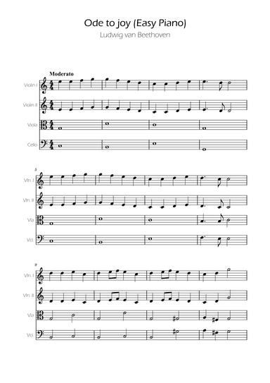 Ode To Joy - Easy String Quartet (arr. Ygor Nunes)