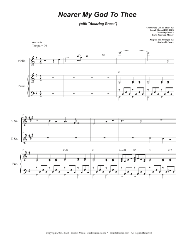 Nearer My God To Thee (with "Amazing Grace") (Duet for Soprano and Tenor Saxophone) (arr. Stephen DeCesare)